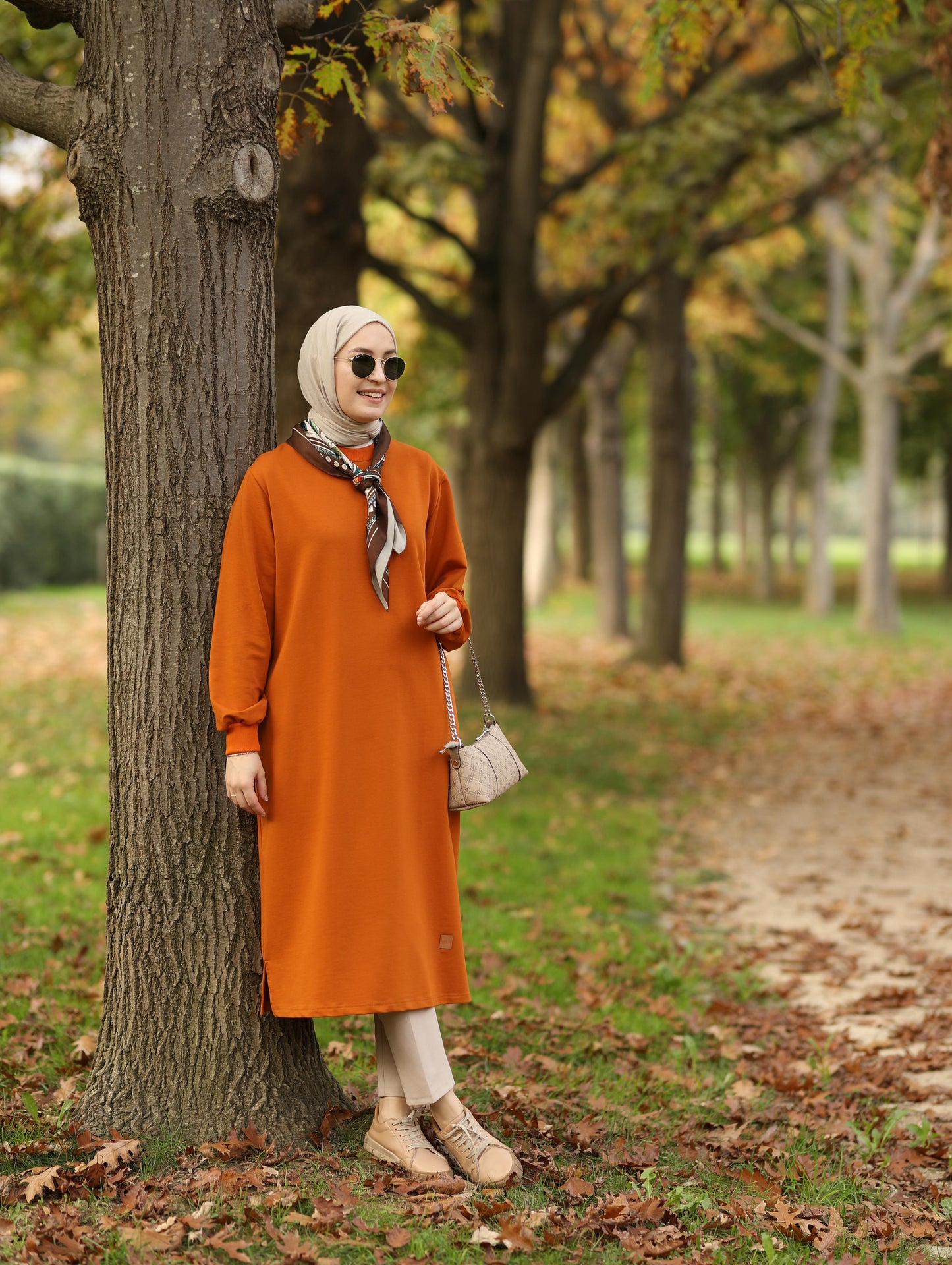 Nevada 120 cm sweat tunik, hardal-kiremit