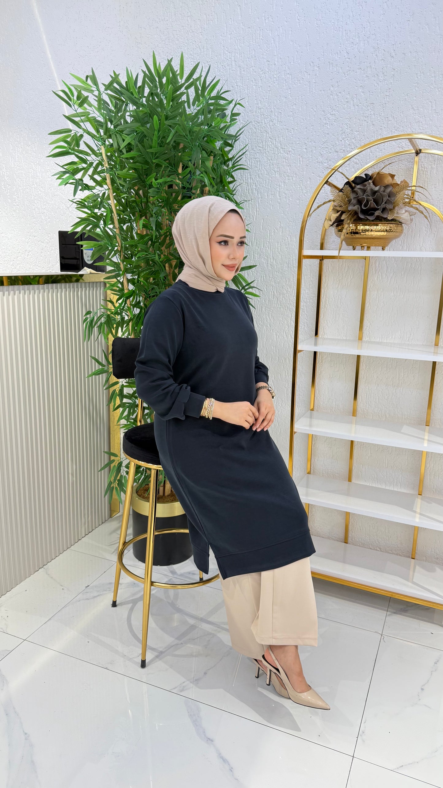 A kalite orijinal oysho kumaş Parla tunik, siyah