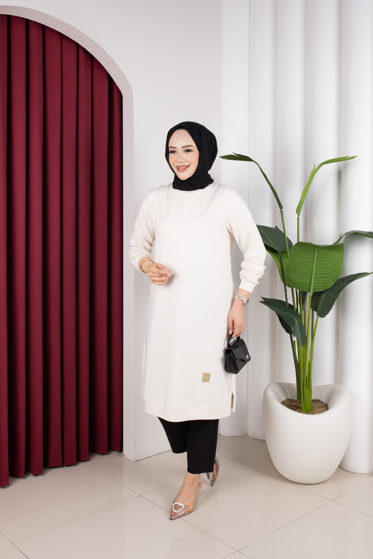 Bade tunik, krem