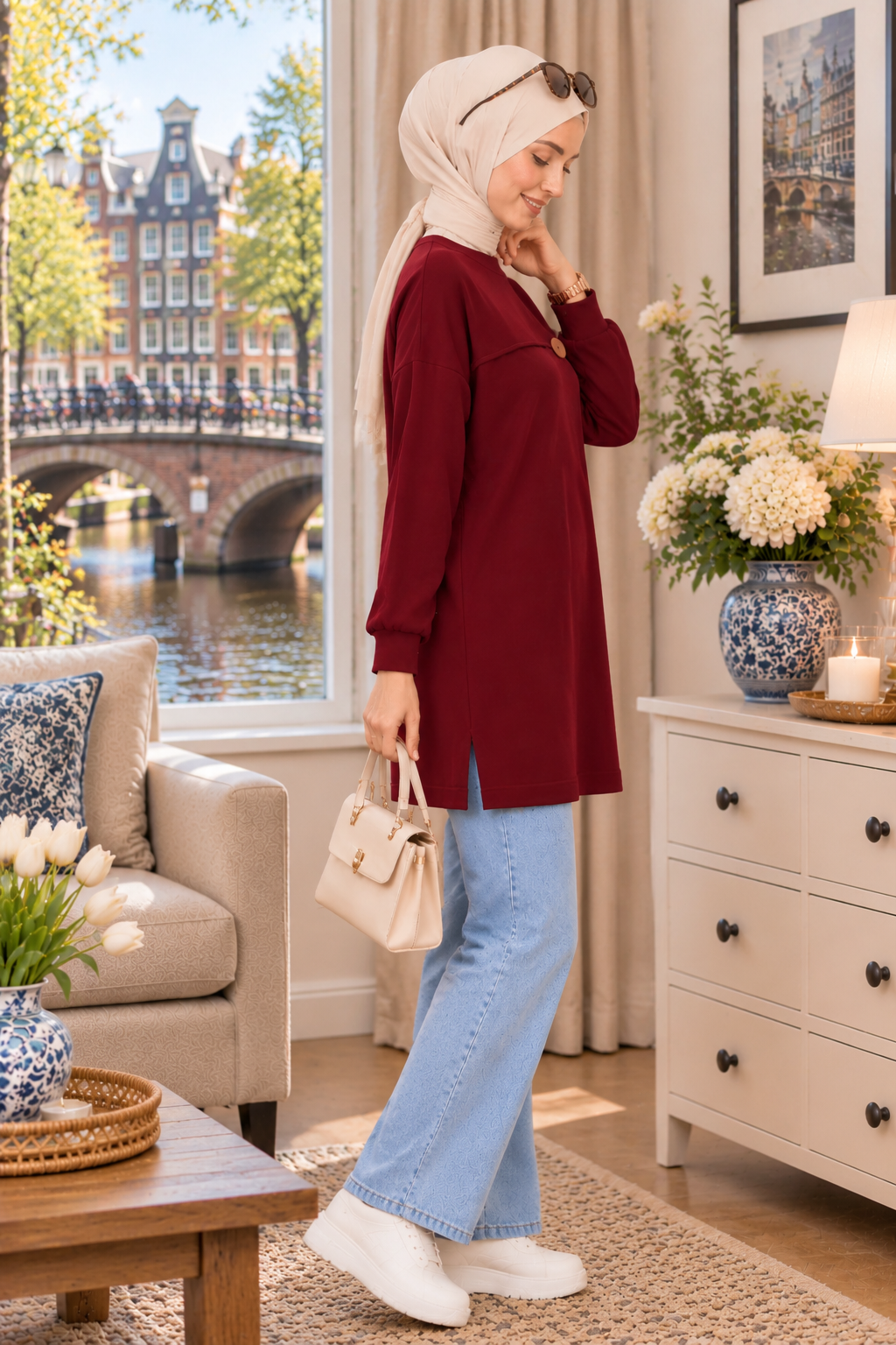 Nalan tunik, bordo