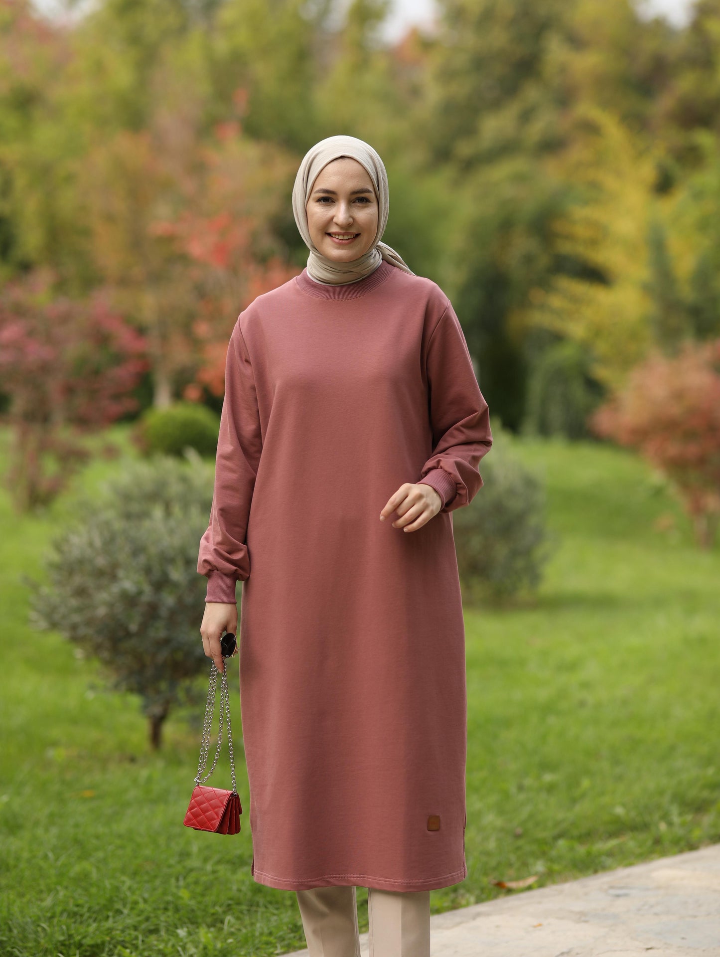 Nevada 120 cm sweat tunik, Gül kurusu