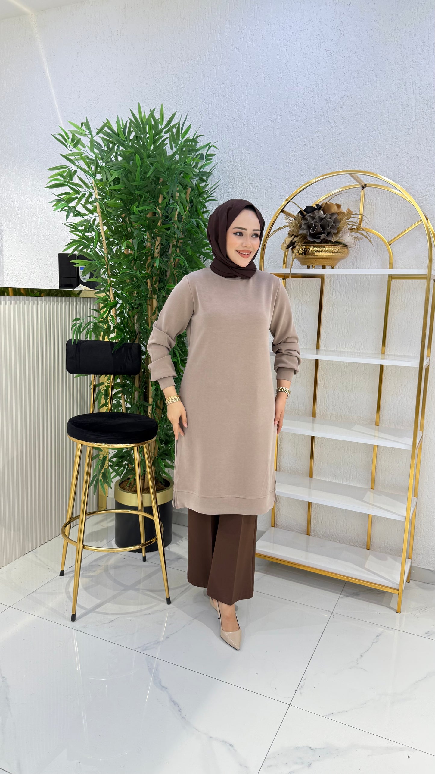 A kalite orijinal oysho kumaş Parla tunik, bej