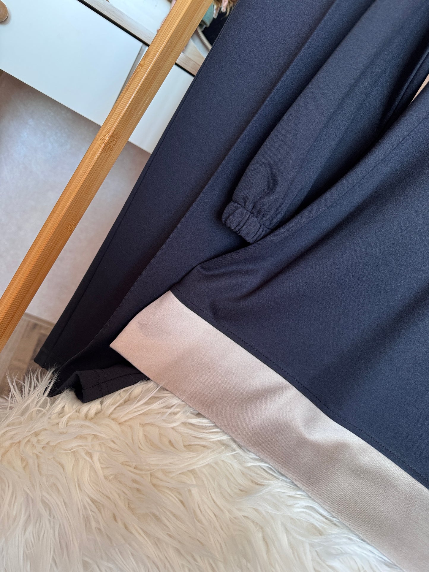 Çelik örgü kumaş takım, lacivert-taş