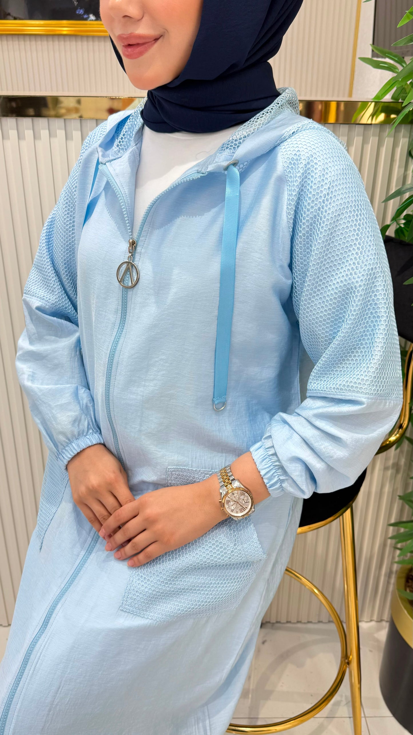File detaylı yazlık giy-çık kap, mavi