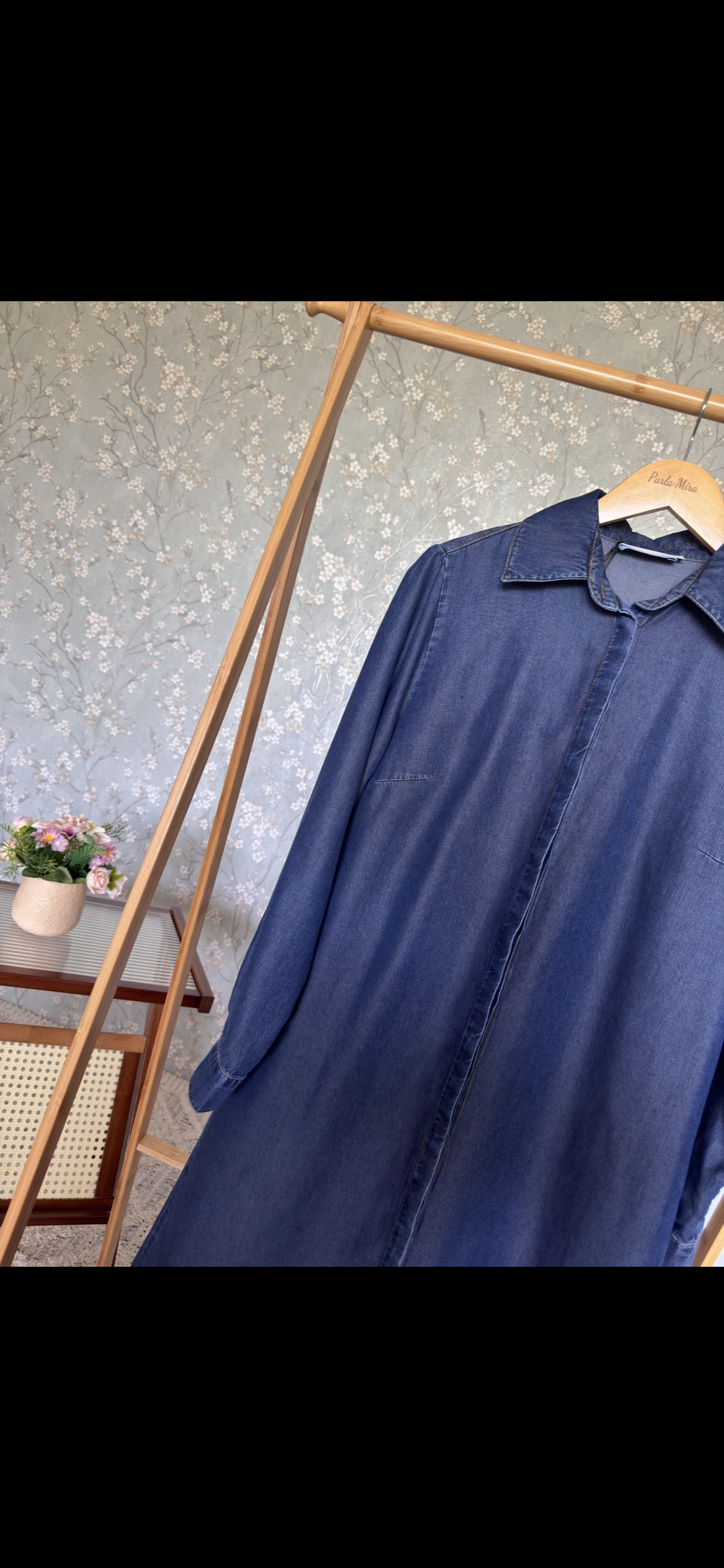 Bahar denim, kap-tunik, koyu mavi