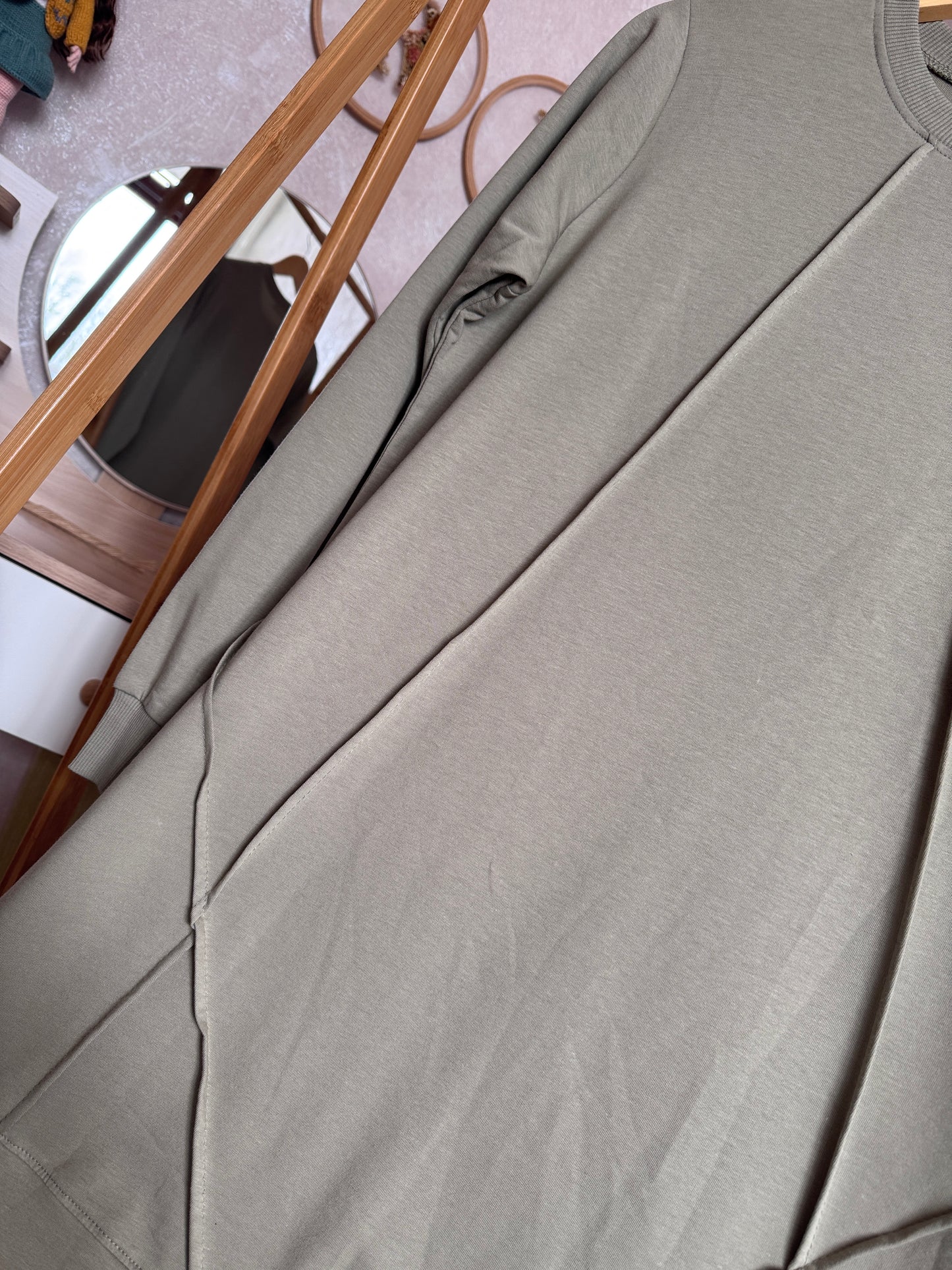 Düz tunik kısa düğme detaylı, yeşil