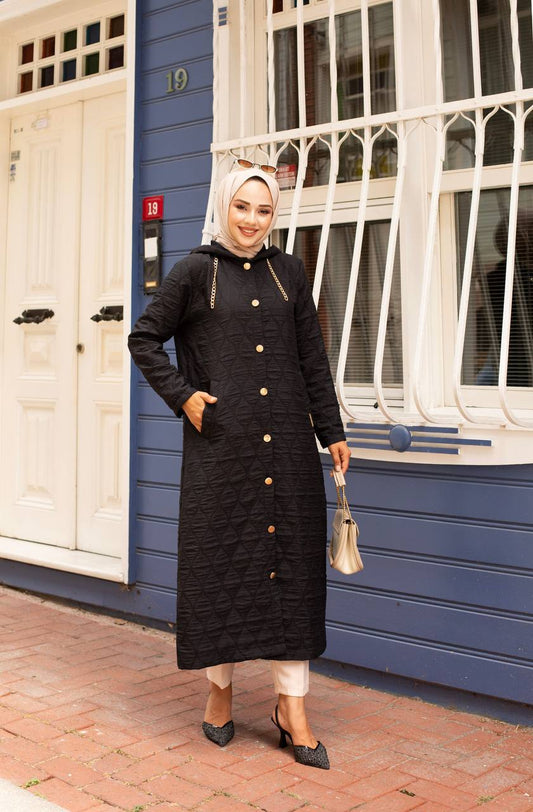 Kapitone ceket , siyah