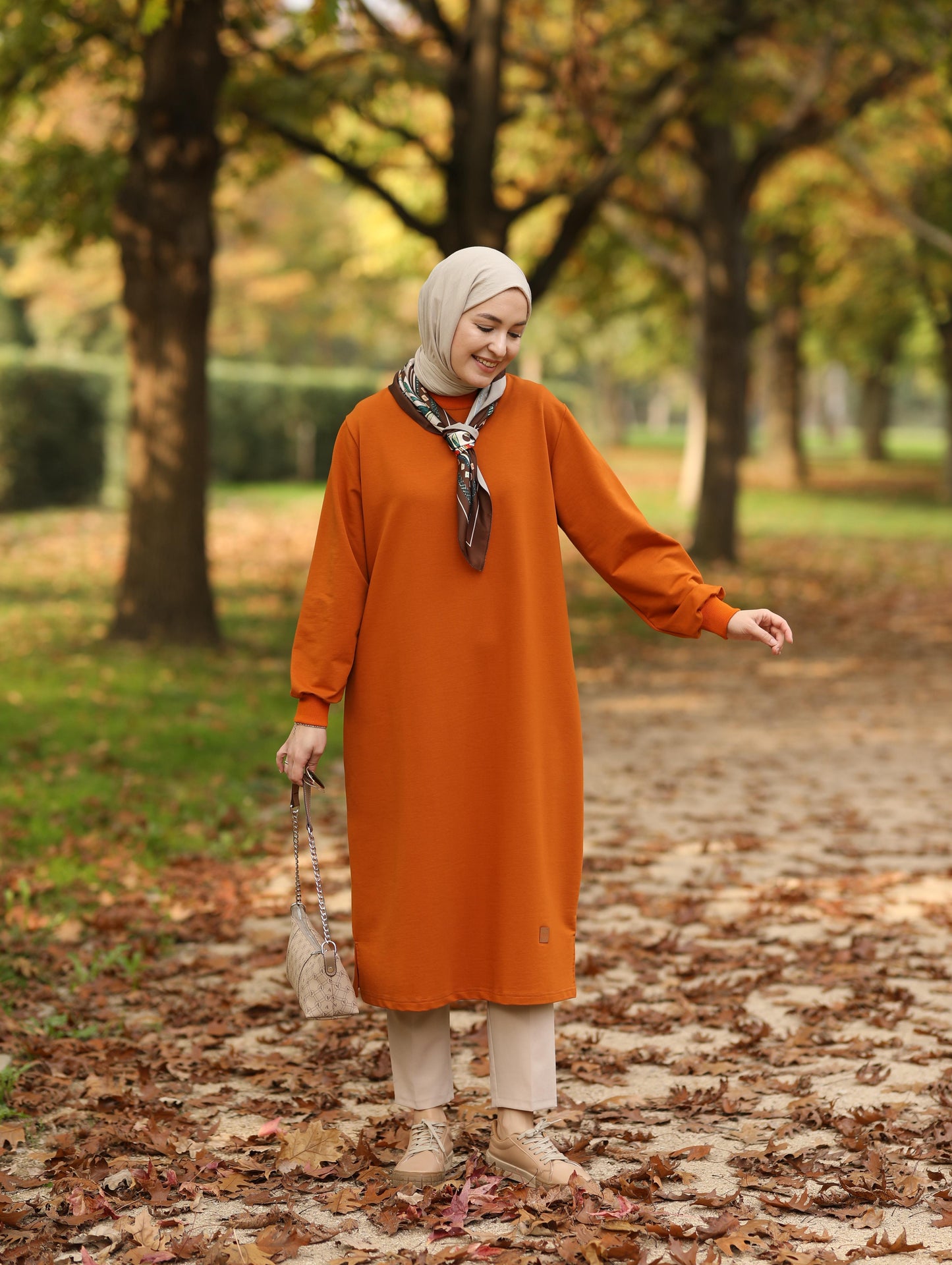 Nevada 120 cm sweat tunik, hardal-kiremit