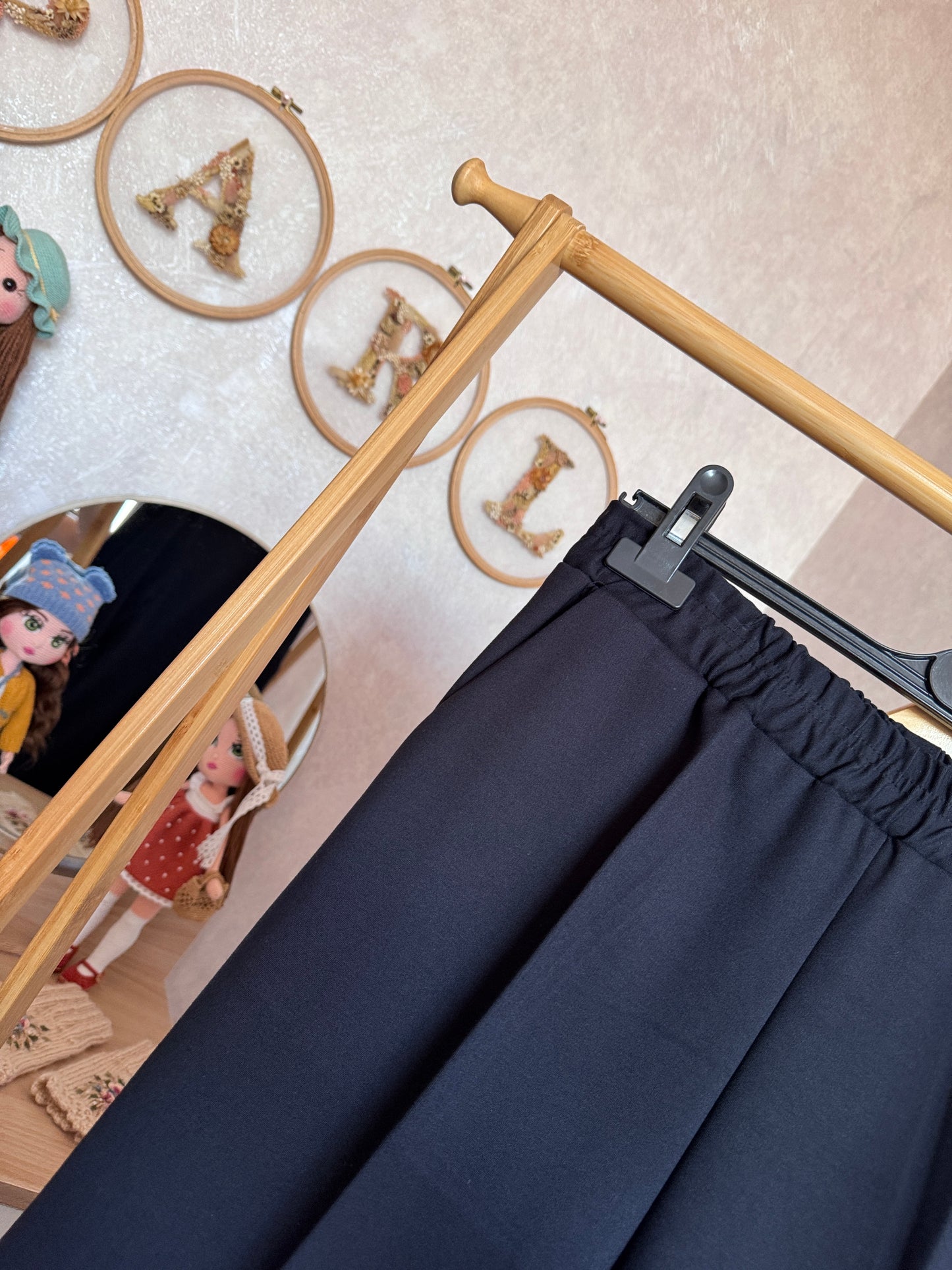 Çelik örgü kumaş takım, lacivert-taş