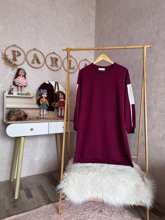 Kolları paraşüt detaylı tunik, bordo (40-46 beden)