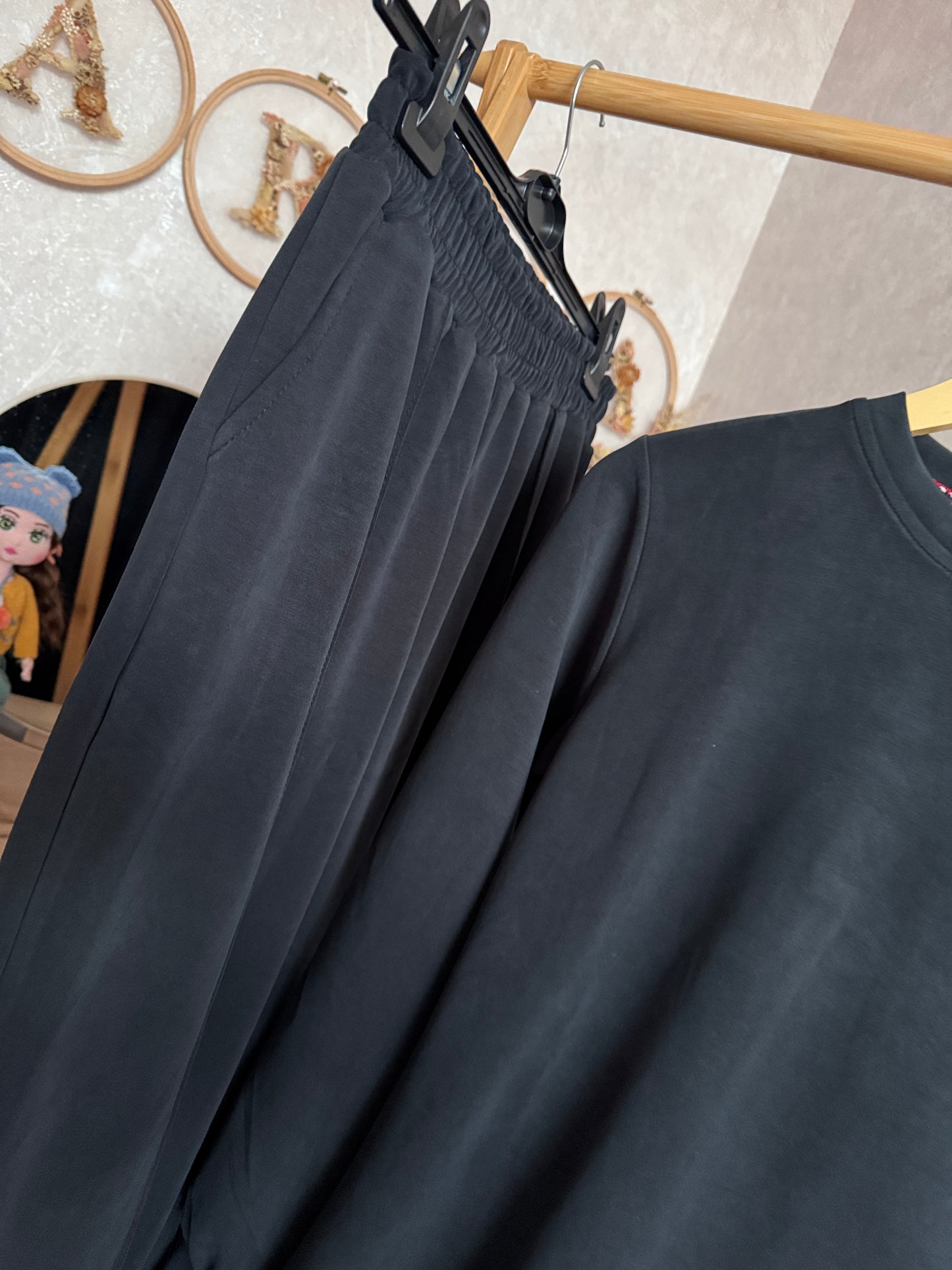 A kalite orijinal oysho kumaş takım, siyah