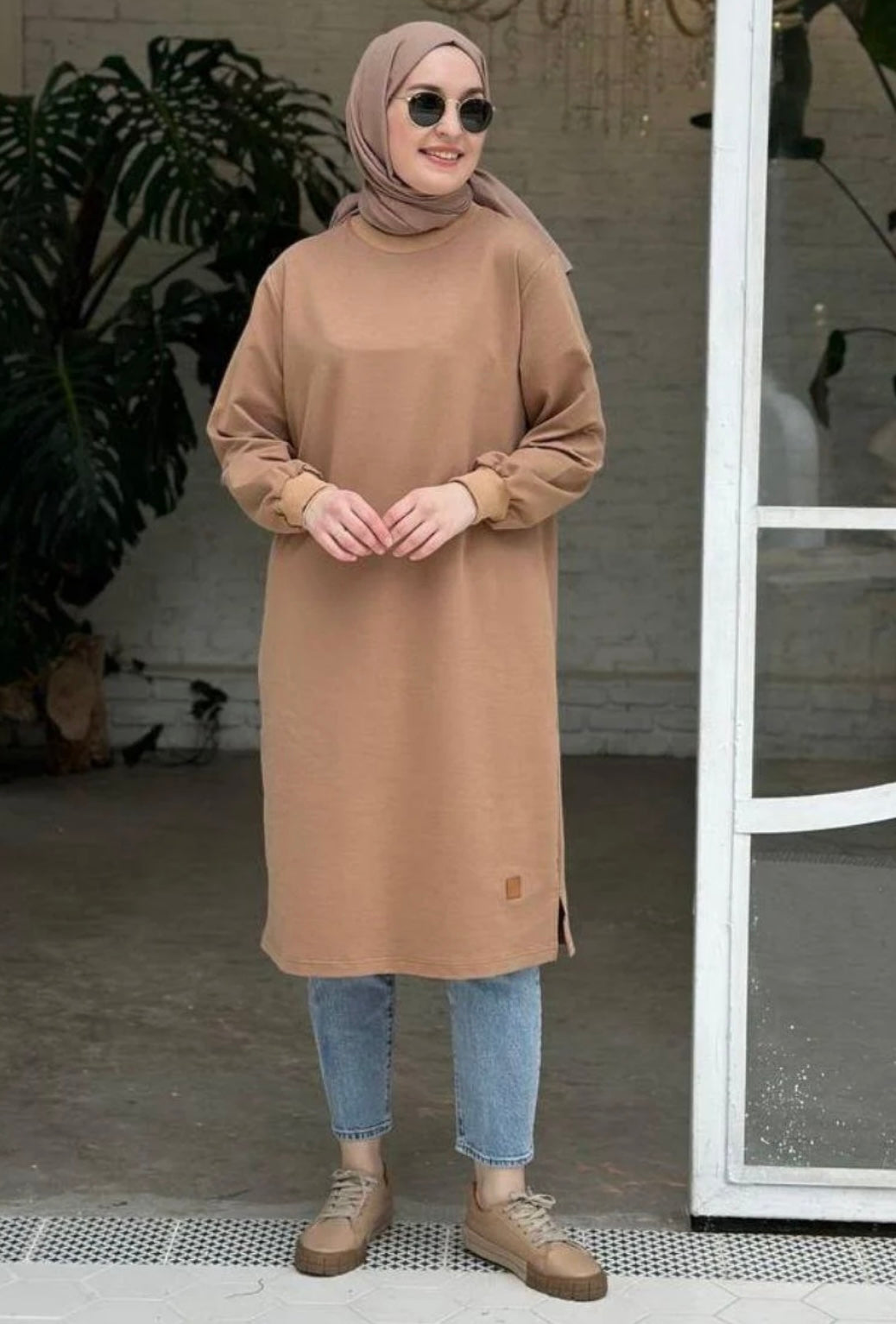 Neva 110 cm sweat tunik, Camel