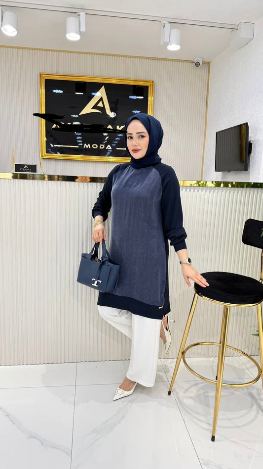 İpek cupra, oysho kumaş tunik, lacivert