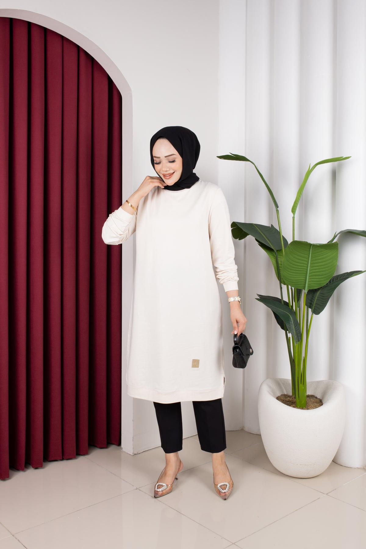 Bade tunik, krem