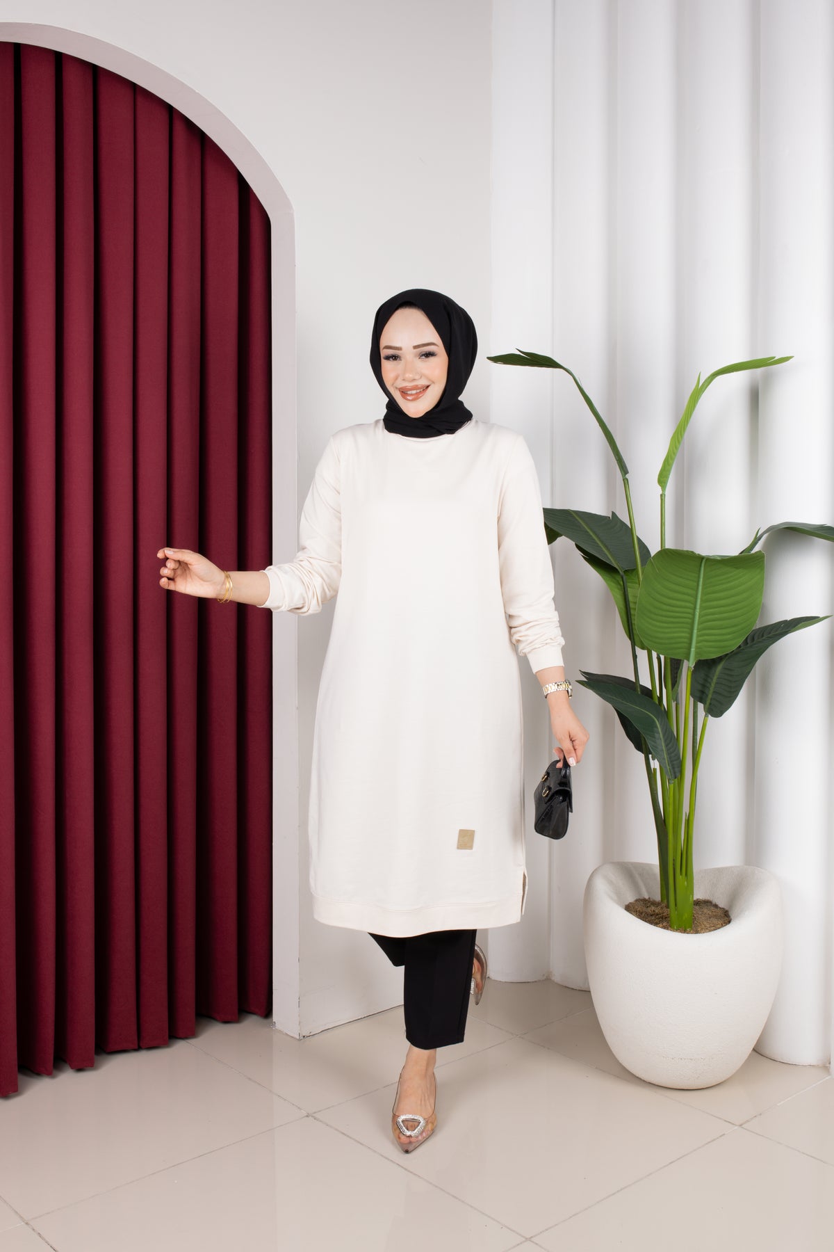 Bade tunik, krem