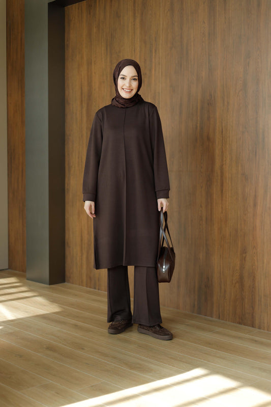 Basic Oysho Uzun İkili Takım kahverengi