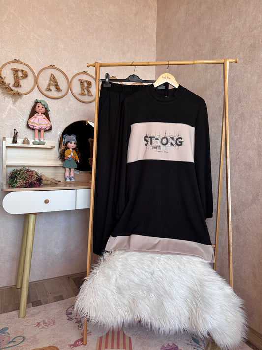 Çelik örgü kumaş takım, siyah-taş