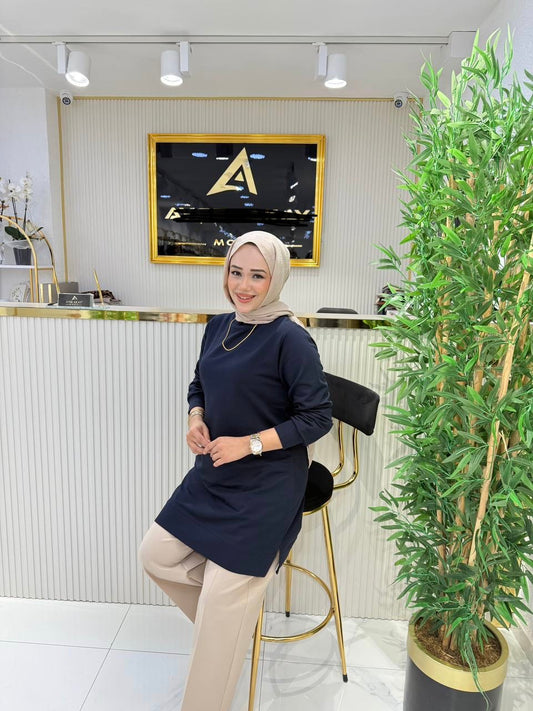 Düz tunik kısa lacivert