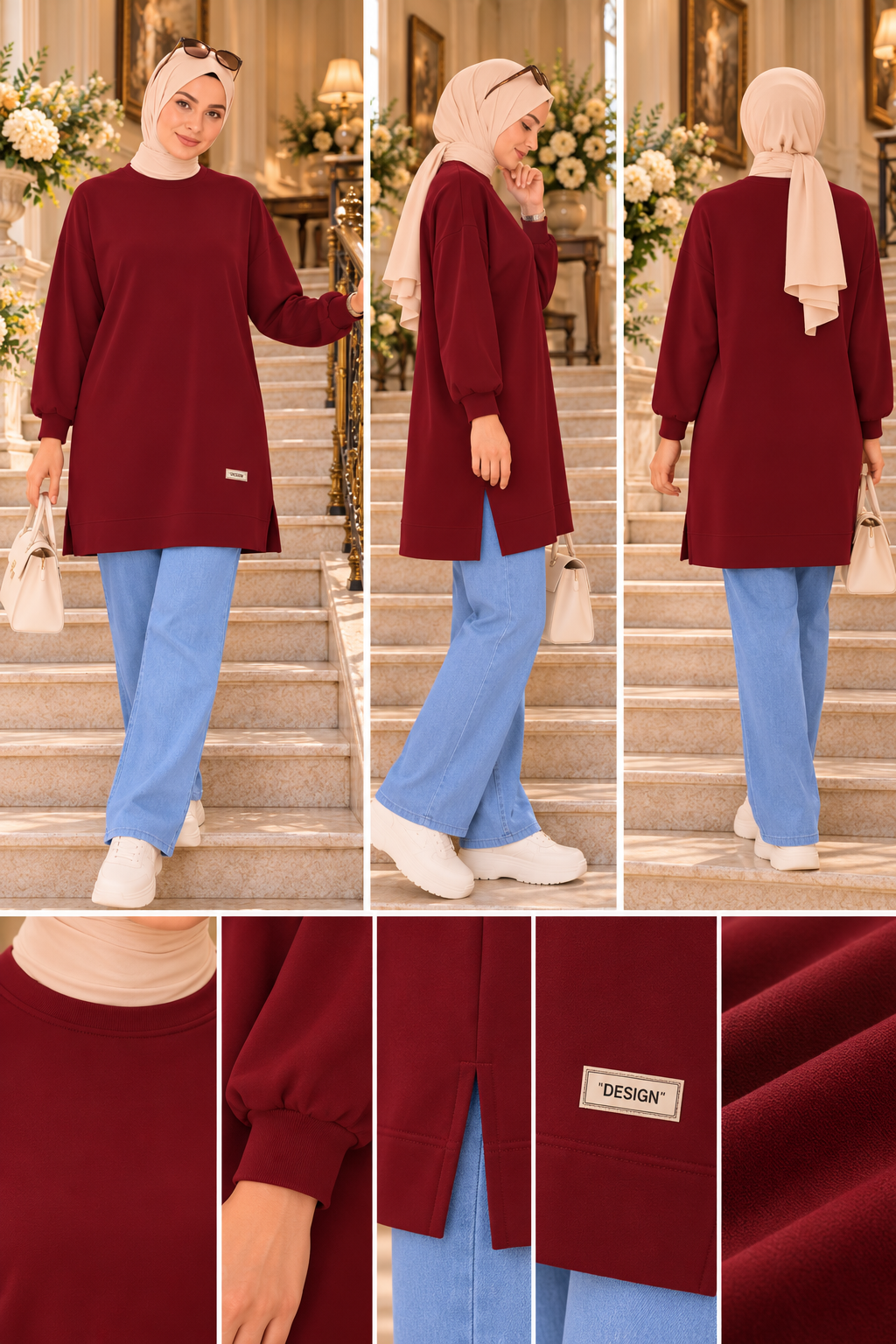 Aslı tunik, bordo