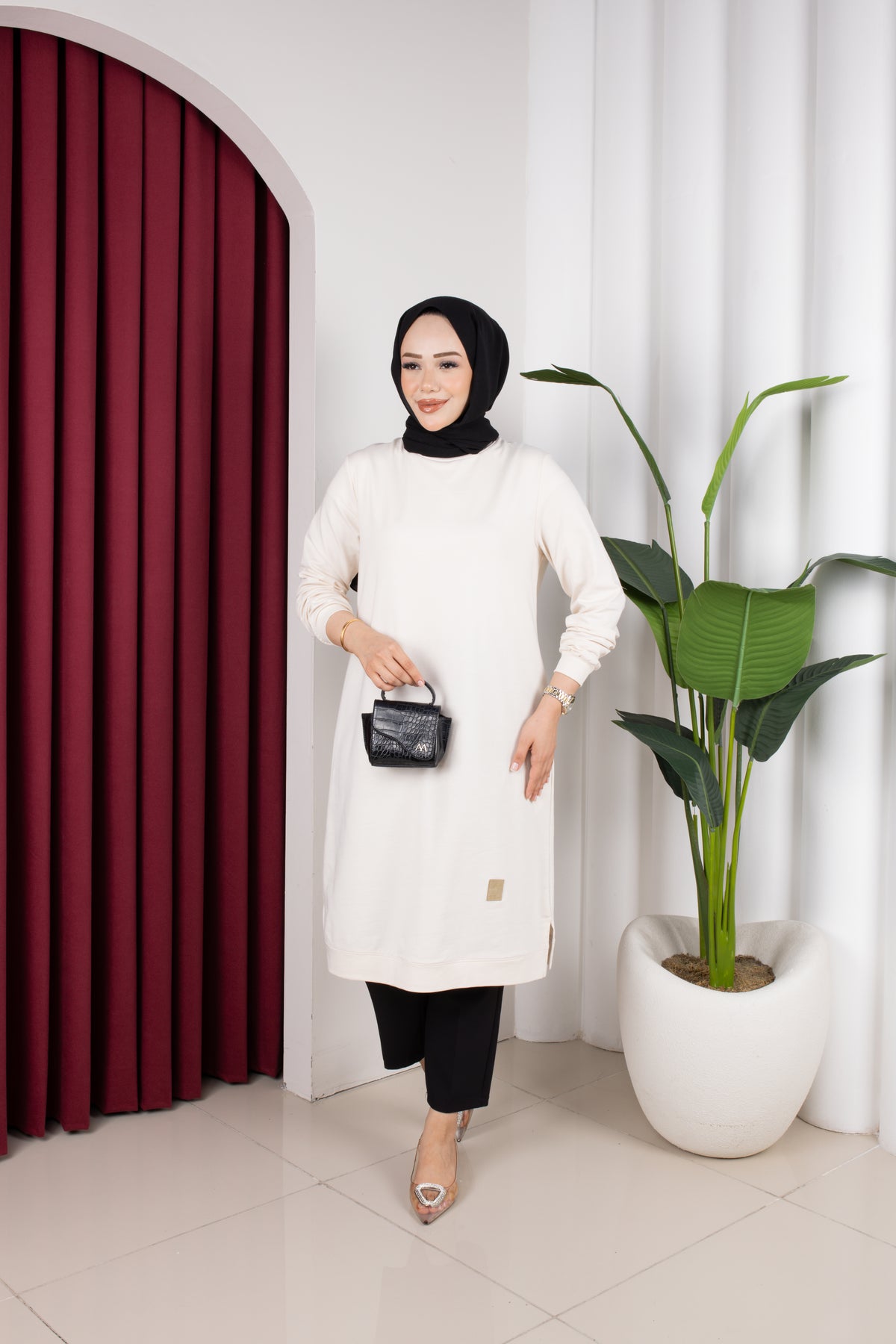 Bade tunik, krem