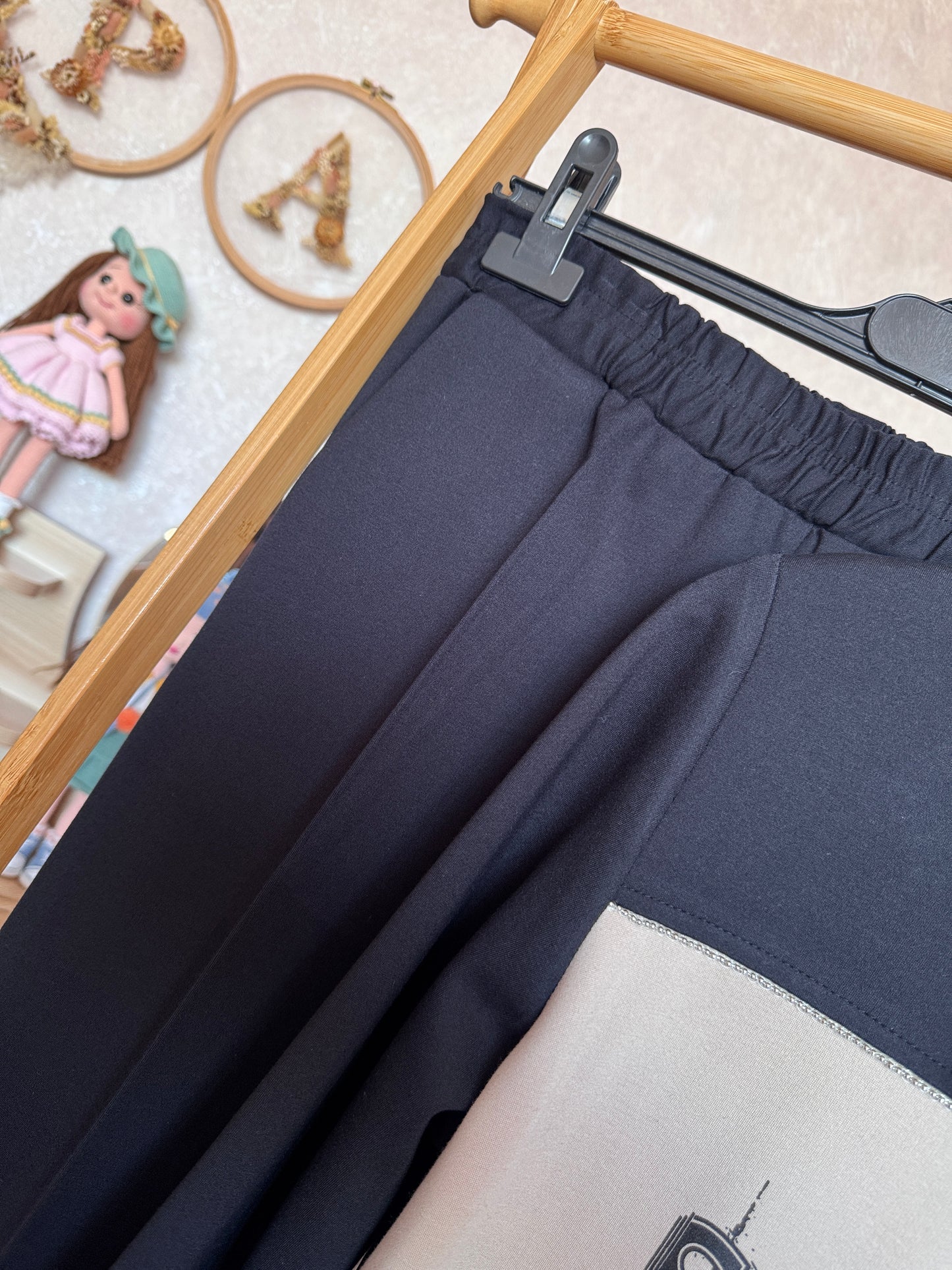 Çelik örgü kumaş takım, lacivert-taş