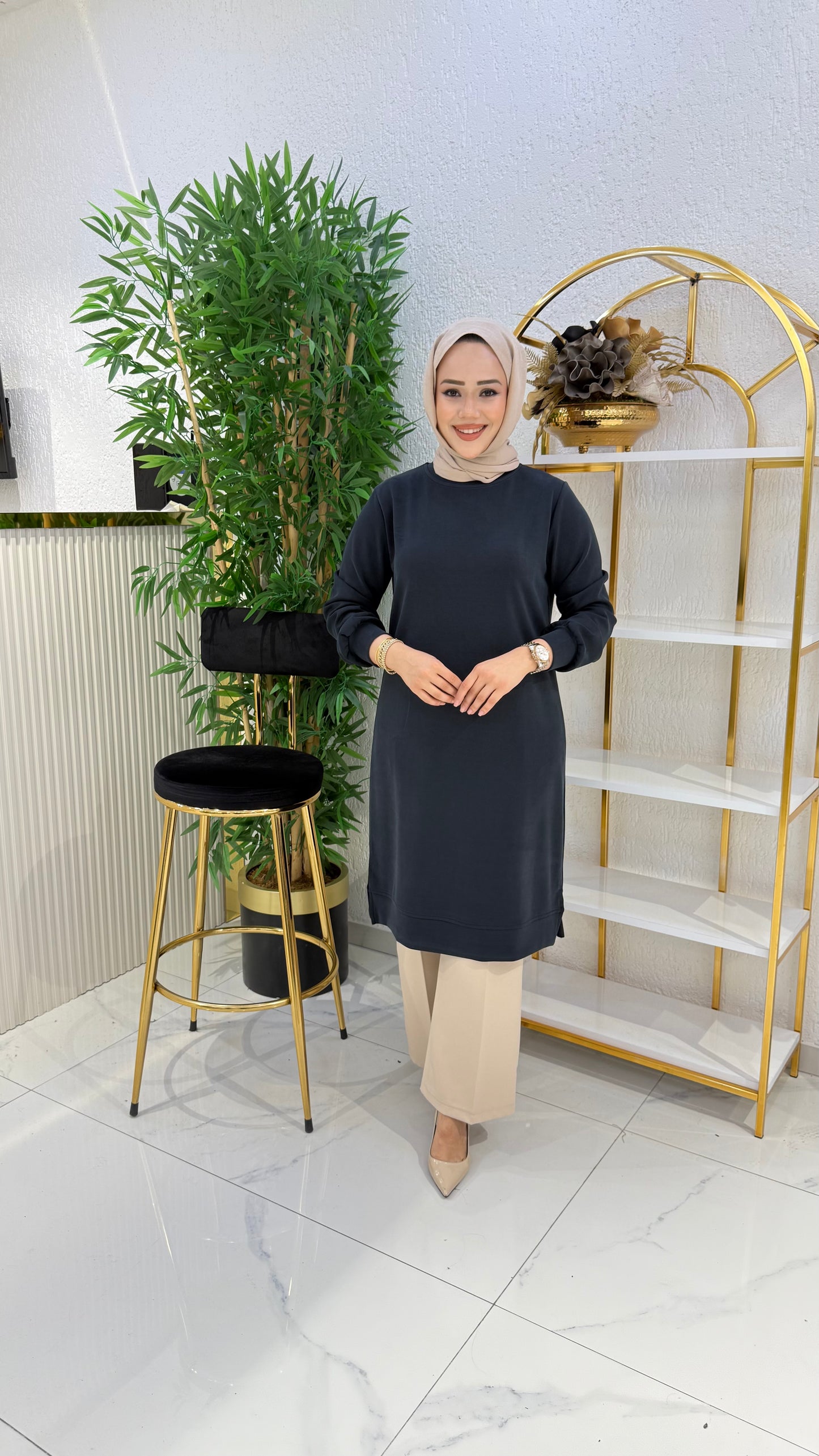 A kalite orijinal oysho kumaş Parla tunik, siyah