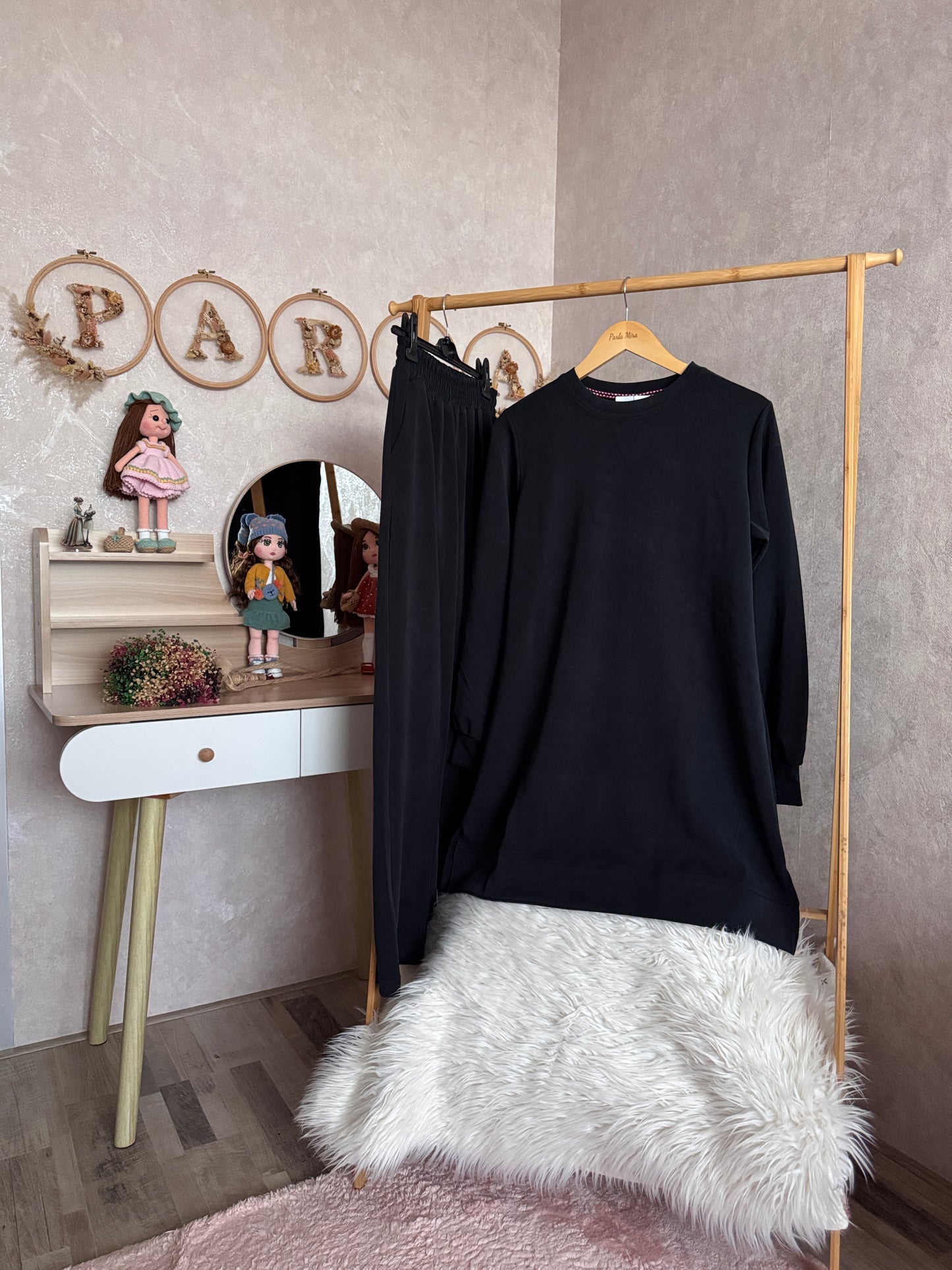 A kalite orijinal oysho kumaş takım, siyah