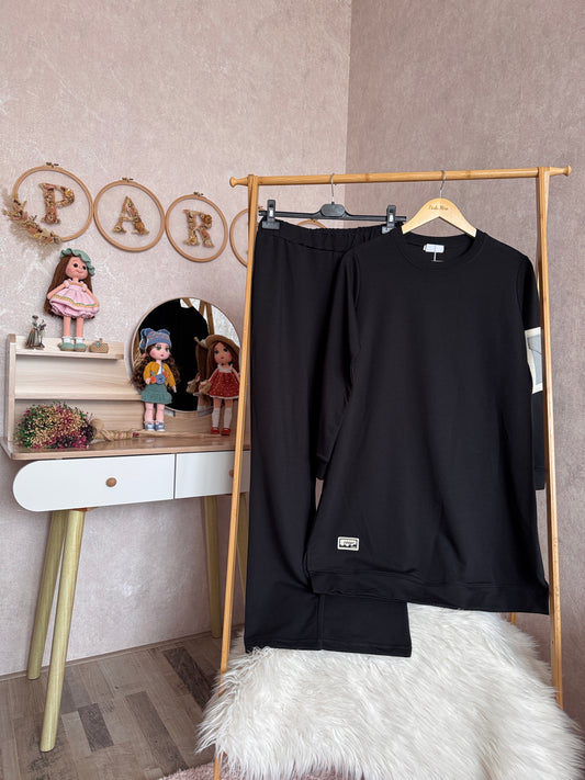 Tunik kolu cep detaylı takım siyah(40-46 beden)