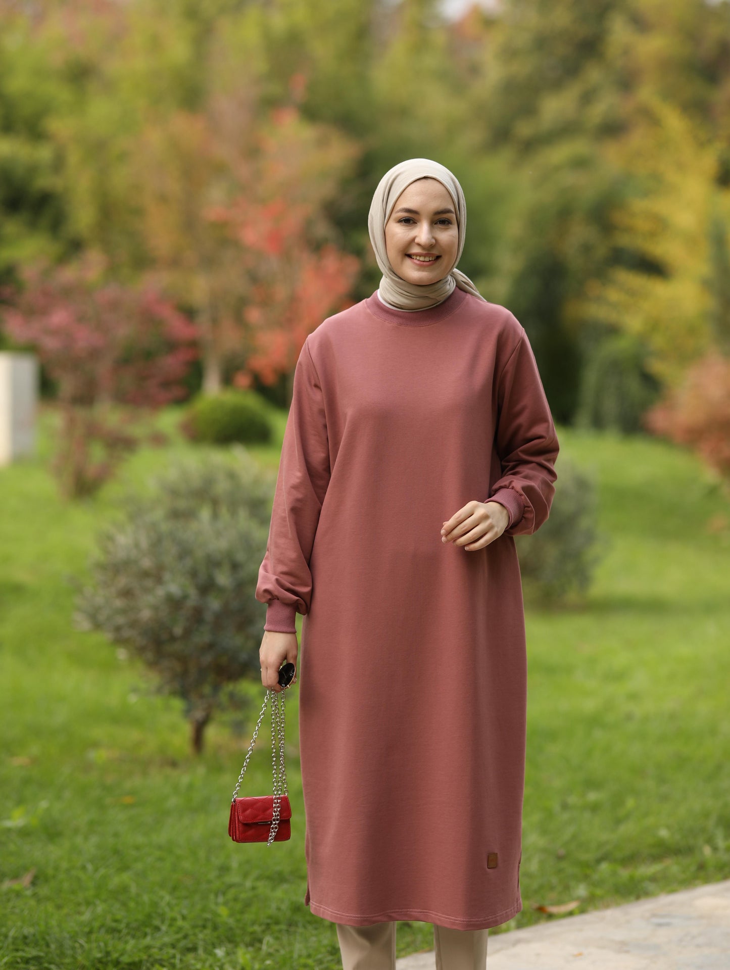 Nevada 120 cm sweat tunik, Gül kurusu