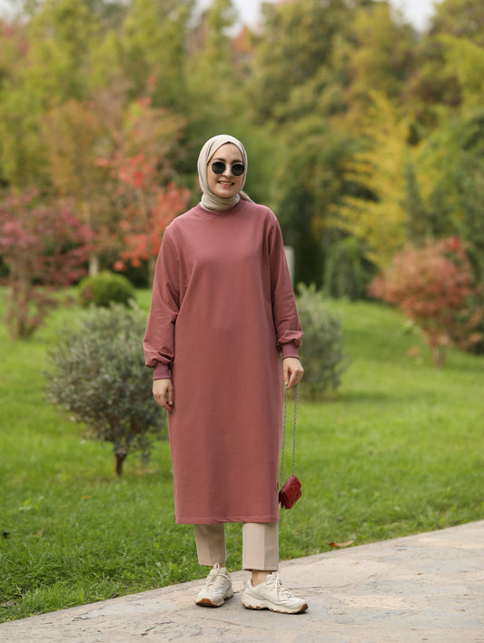 Nevada 120 cm sweat tunik, Gül kurusu