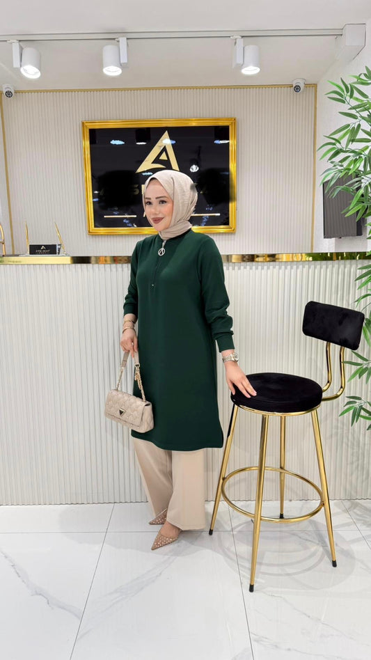 A kalite orijinal ince oysho kumaş tunik, yeşil