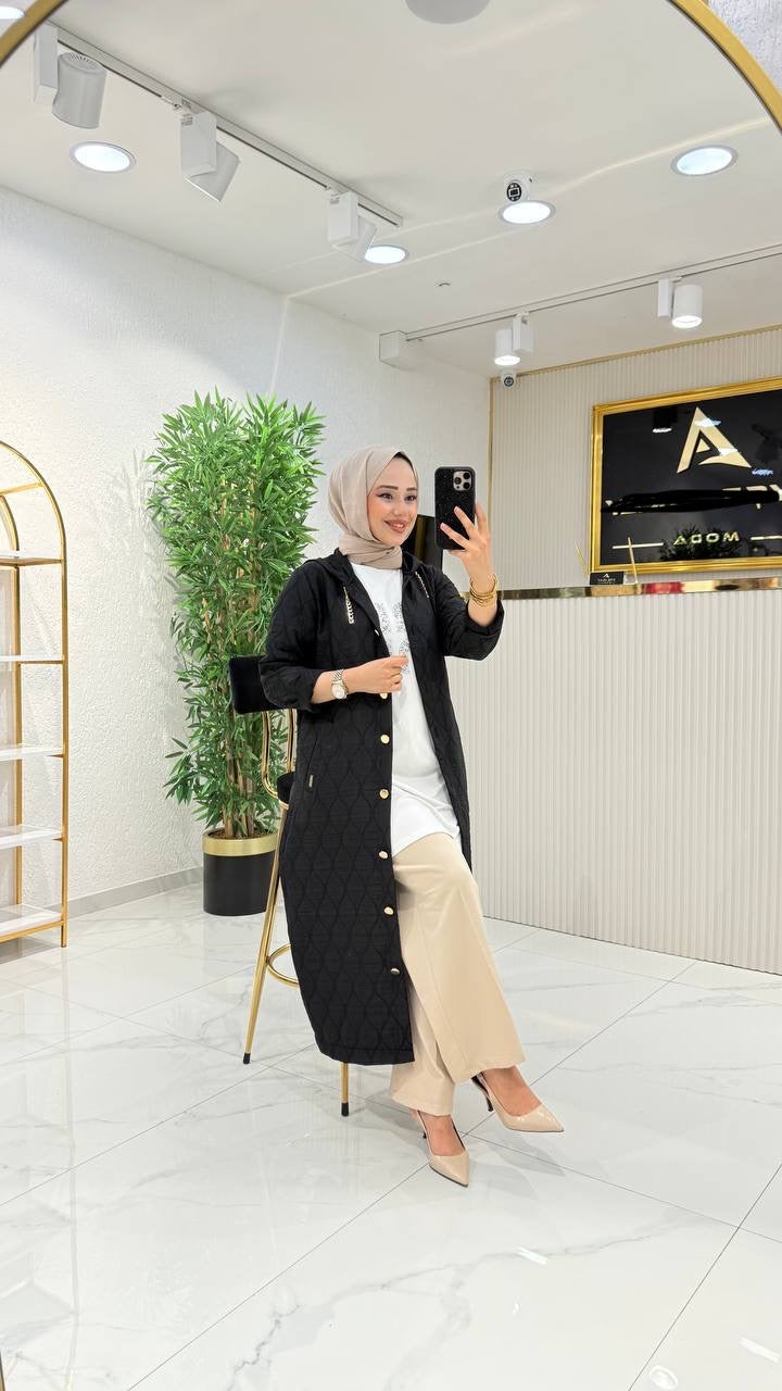 Kapitone ceket , siyah