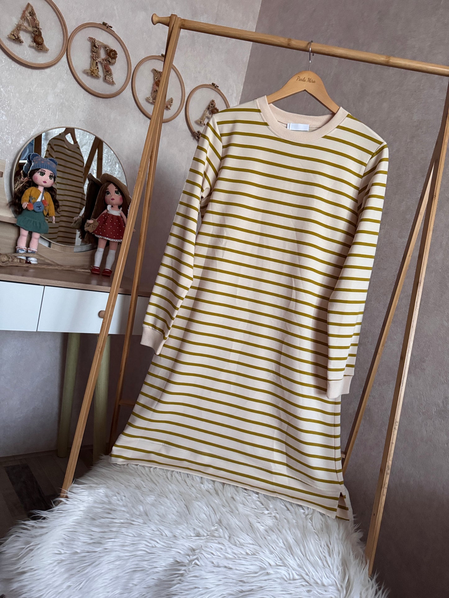 Çizgili tunik, yağ yeşili