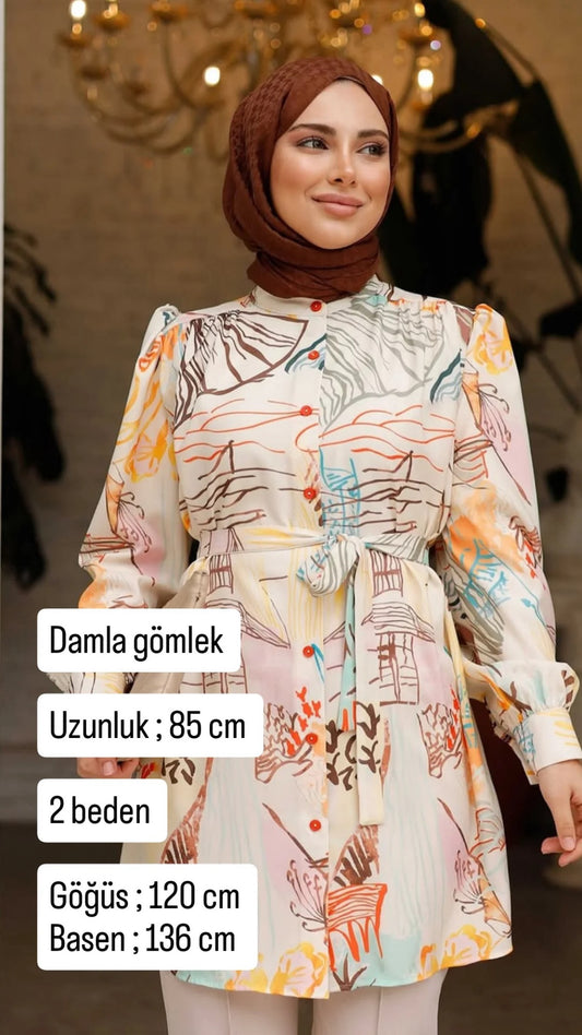 Damla gömlek tunik desenli