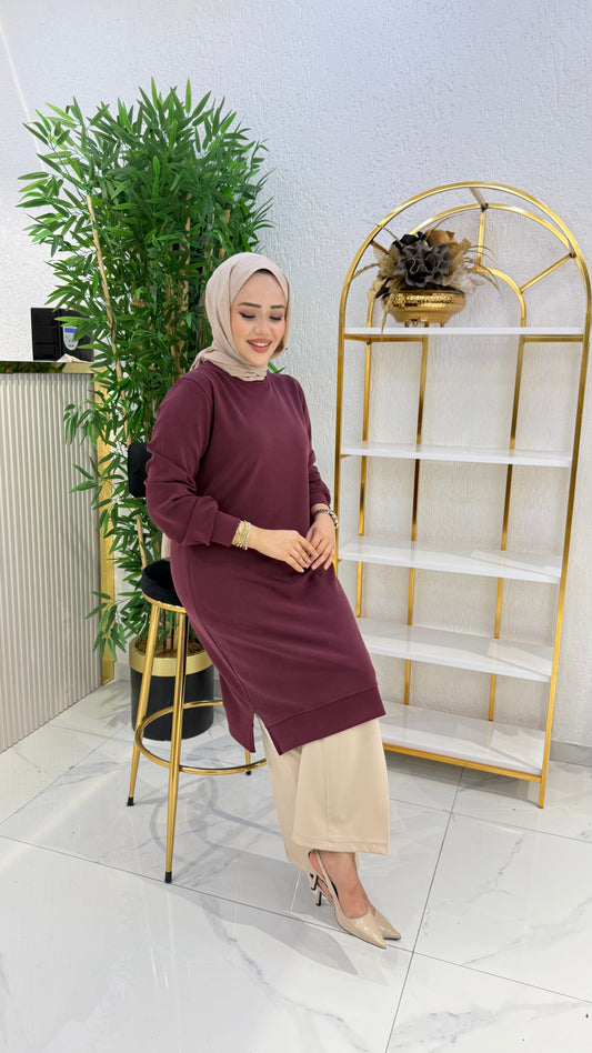 A kalite orijinal oysho kumaş Parla tunik, mürdüm