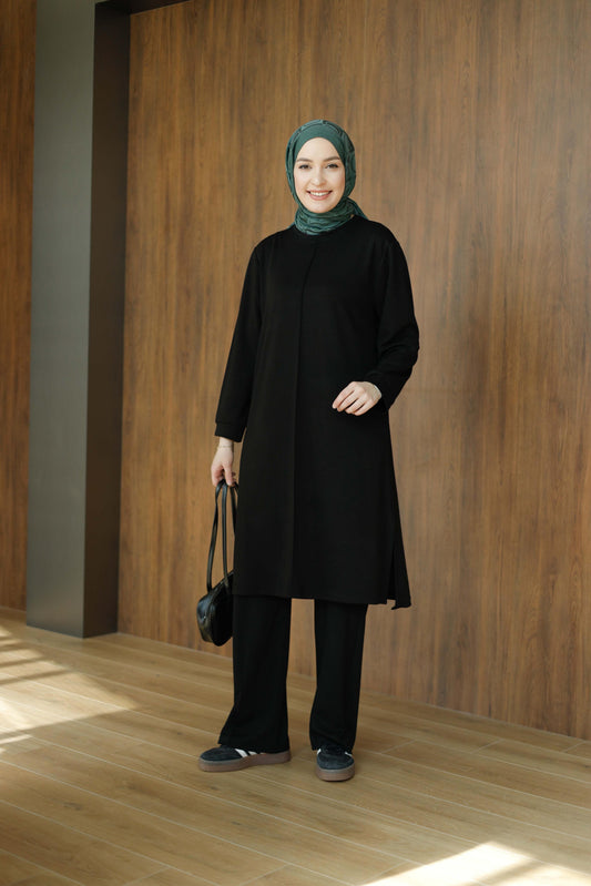 Basic Oysho Uzun İkili Takım Siyah