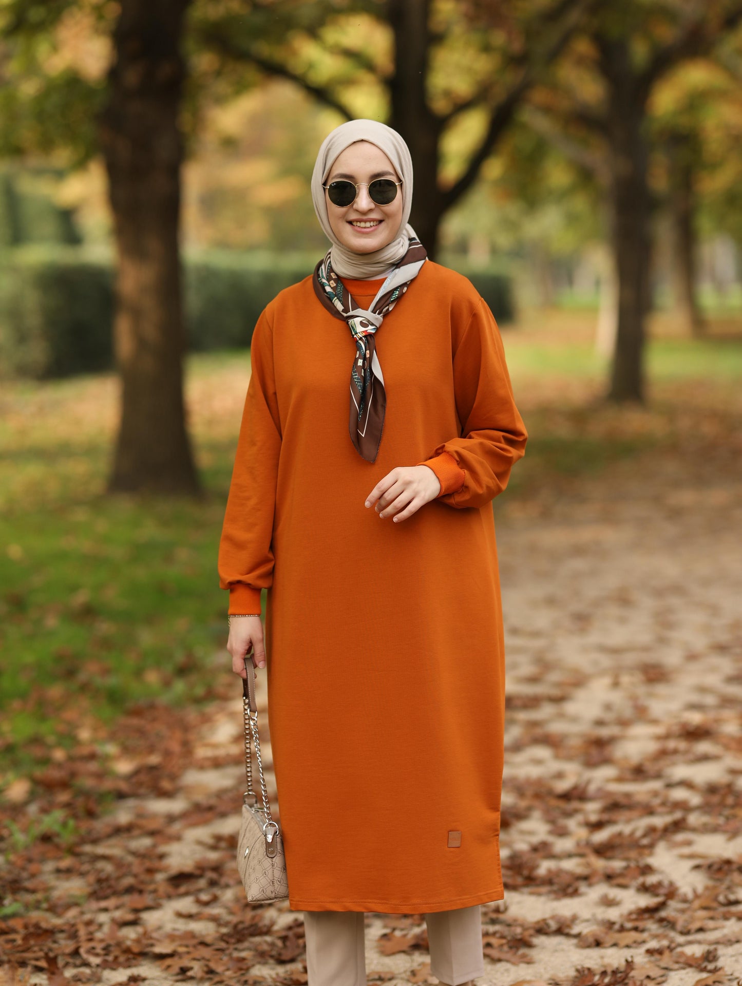 Nevada 120 cm sweat tunik, hardal-kiremit