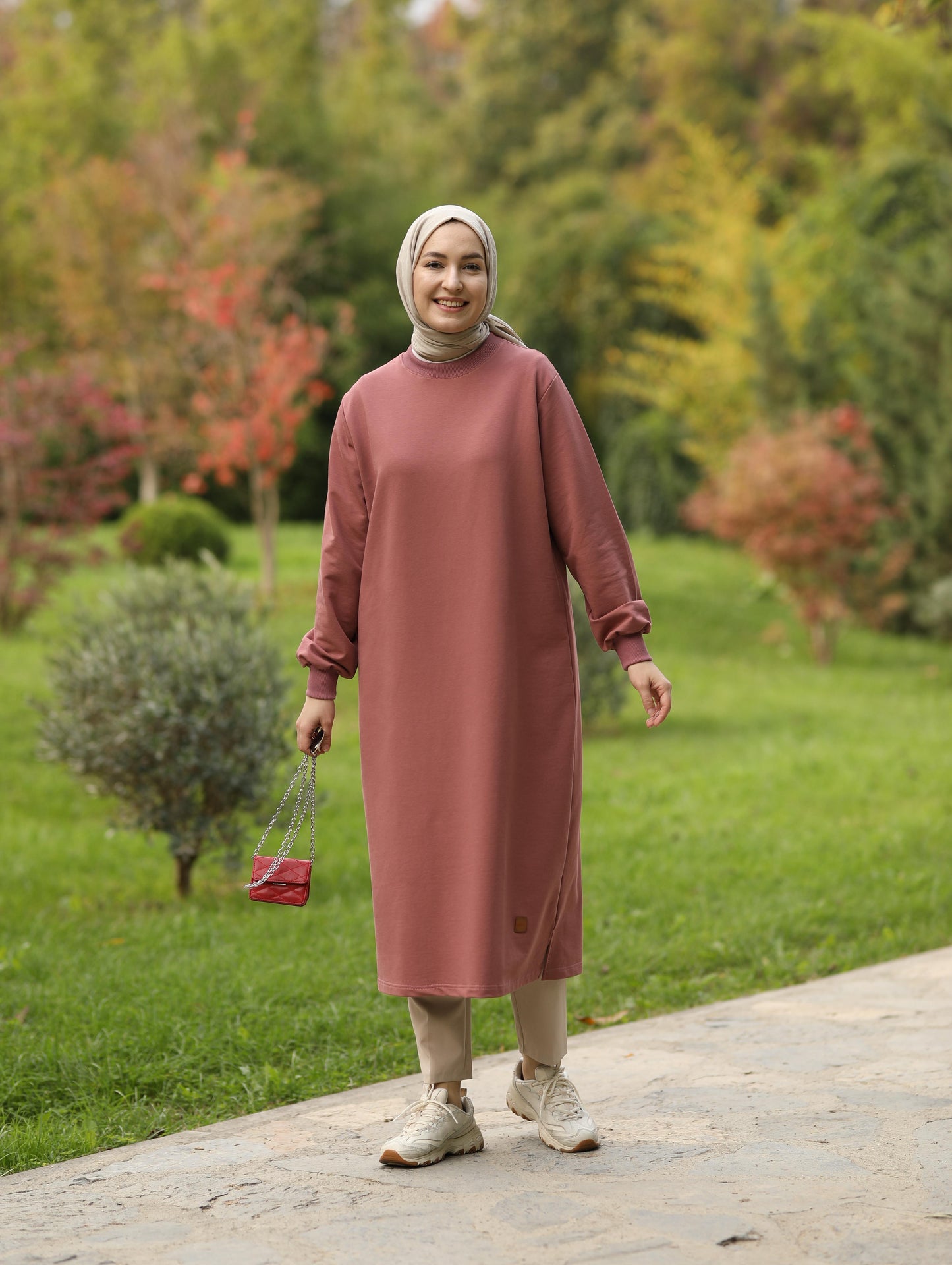 Nevada 120 cm sweat tunik, Gül kurusu
