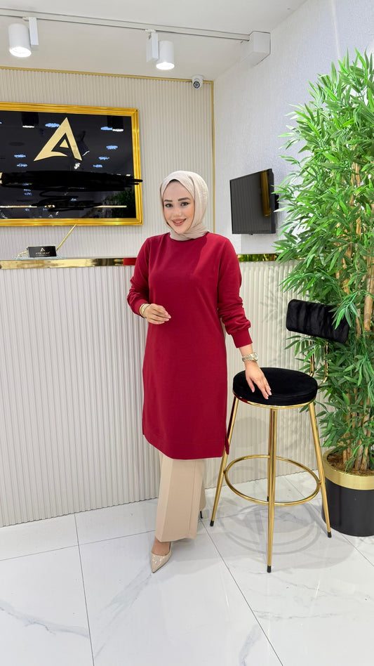 Düz tunik, bordo