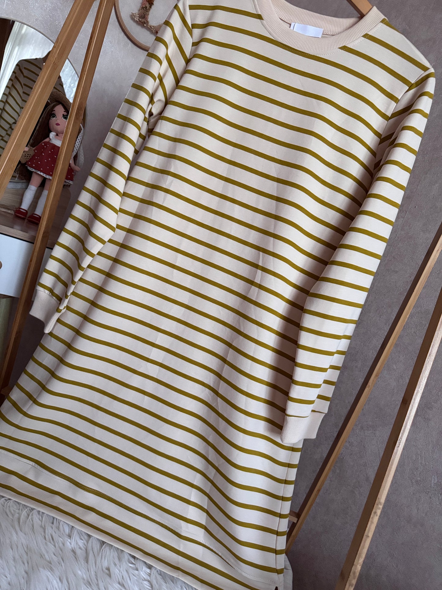 Çizgili tunik, yağ yeşili