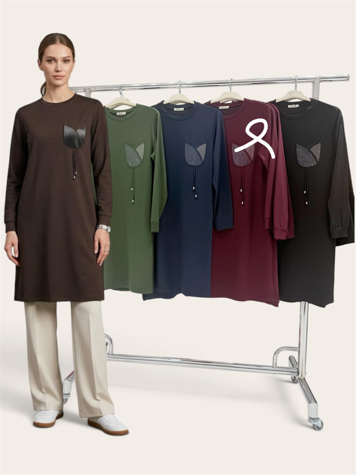 Lale tunik, bordo