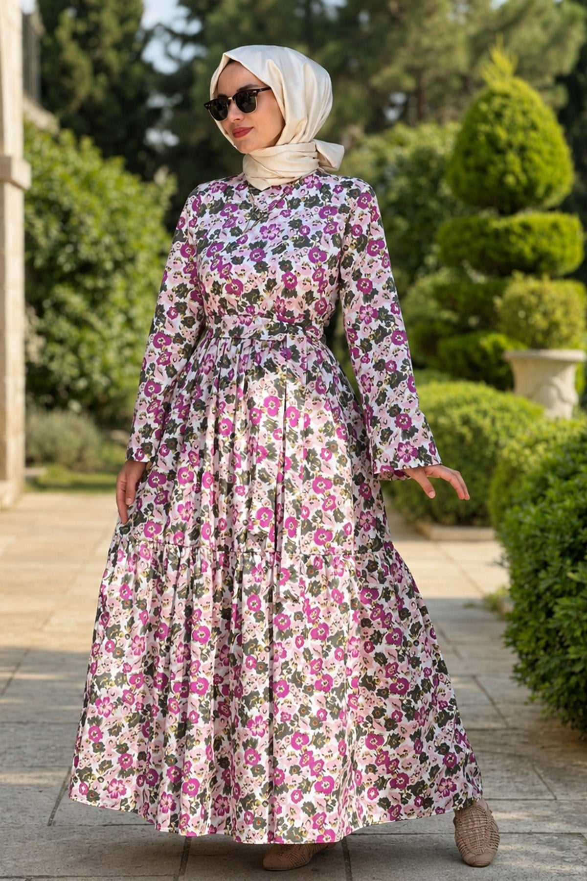 Side desenli elbise